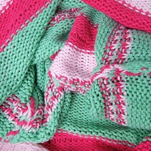 Altar'd State Colorblock Striped Crochet V- Neck Sweater Size Small Relaxed Fit - Picture 10 of 13